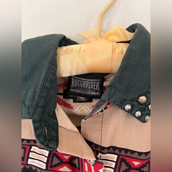 Vintage | Circle T Rough Rider Woman’s medium Western Aztec Button Up Shirt - Picture 3 of 8